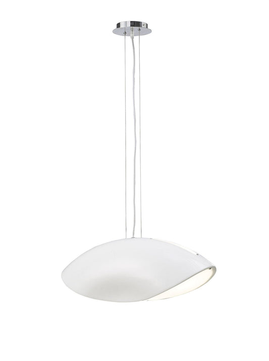 Mantra Pasion Rectangular Pendant 4 Light E27, Gloss White/White Acrylic/Polished Chrome, CFL Lamps INCLUDED