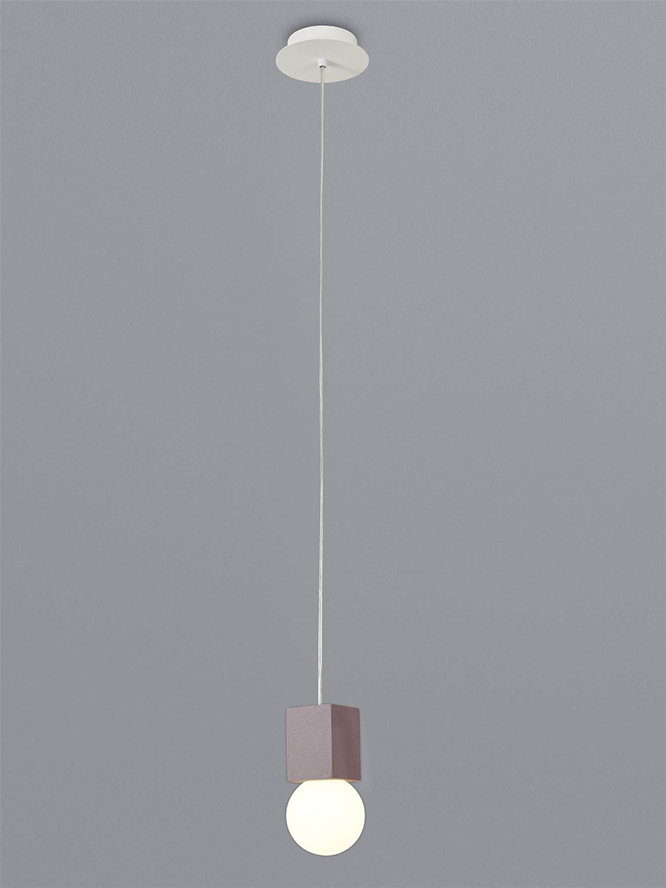 Mantra Galaxia 12cm Pendant Square, 1 Light E27, White/Red Cement