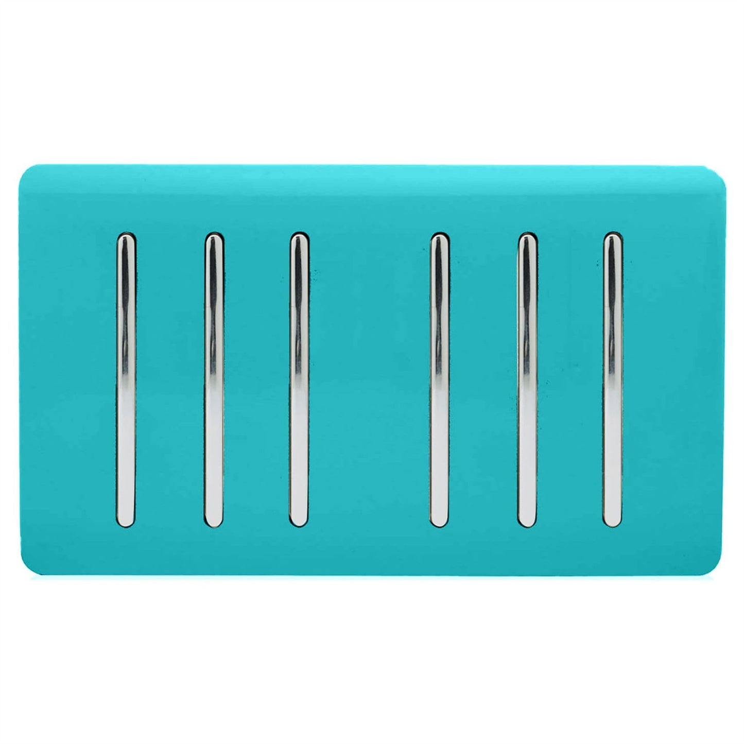 Trendi Artistic Modern Glossy 6 Gang 2 Way Rocker Double Plate Tactile Light Switch Bright Teal