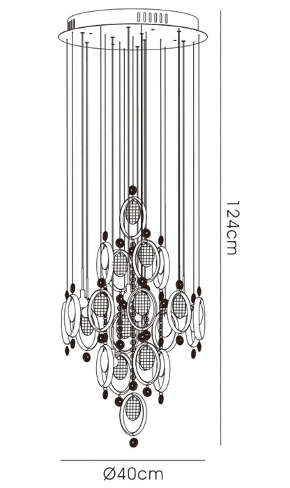 Diyas Solana 40cm  9 Light G4 Polished Chrome/Crystal, NOT LED/CFL Compatible Ceiling Pendant Light Fitting