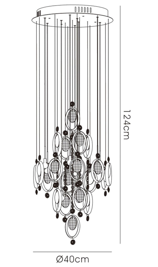 Diyas Solana 40cm  9 Light G4 Polished Chrome/Crystal, NOT LED/CFL Compatible Ceiling Pendant Light Fitting