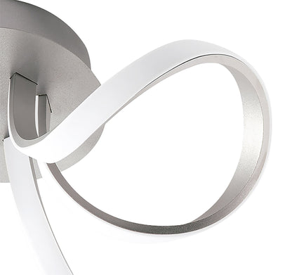 Mantra M4994 Knot Dimmable Ceiling 48cm Round 36W LED 3 Looped Arms 3000K, Silver/Frosted Acrylic - M4994 Ceiling