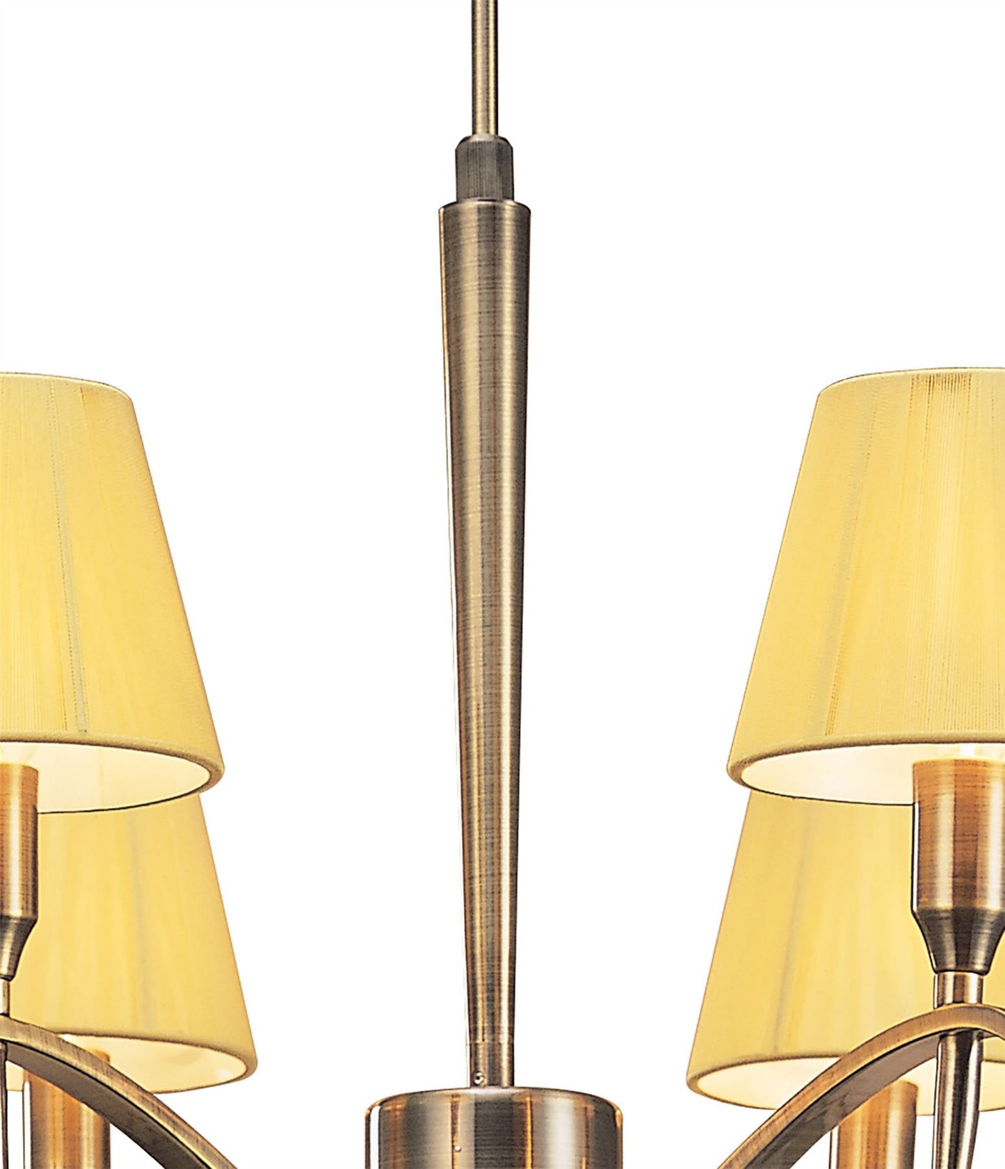 Mantra Siena 63cm Pendant Round 6 Light E14, Antique Brass with Amber Cream Shades and Amber Crystal