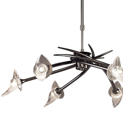 Mantra Flavia 73cm Telescopic Pendant Convertible To Semi Flush Round 6 Light G9, Black Chrome