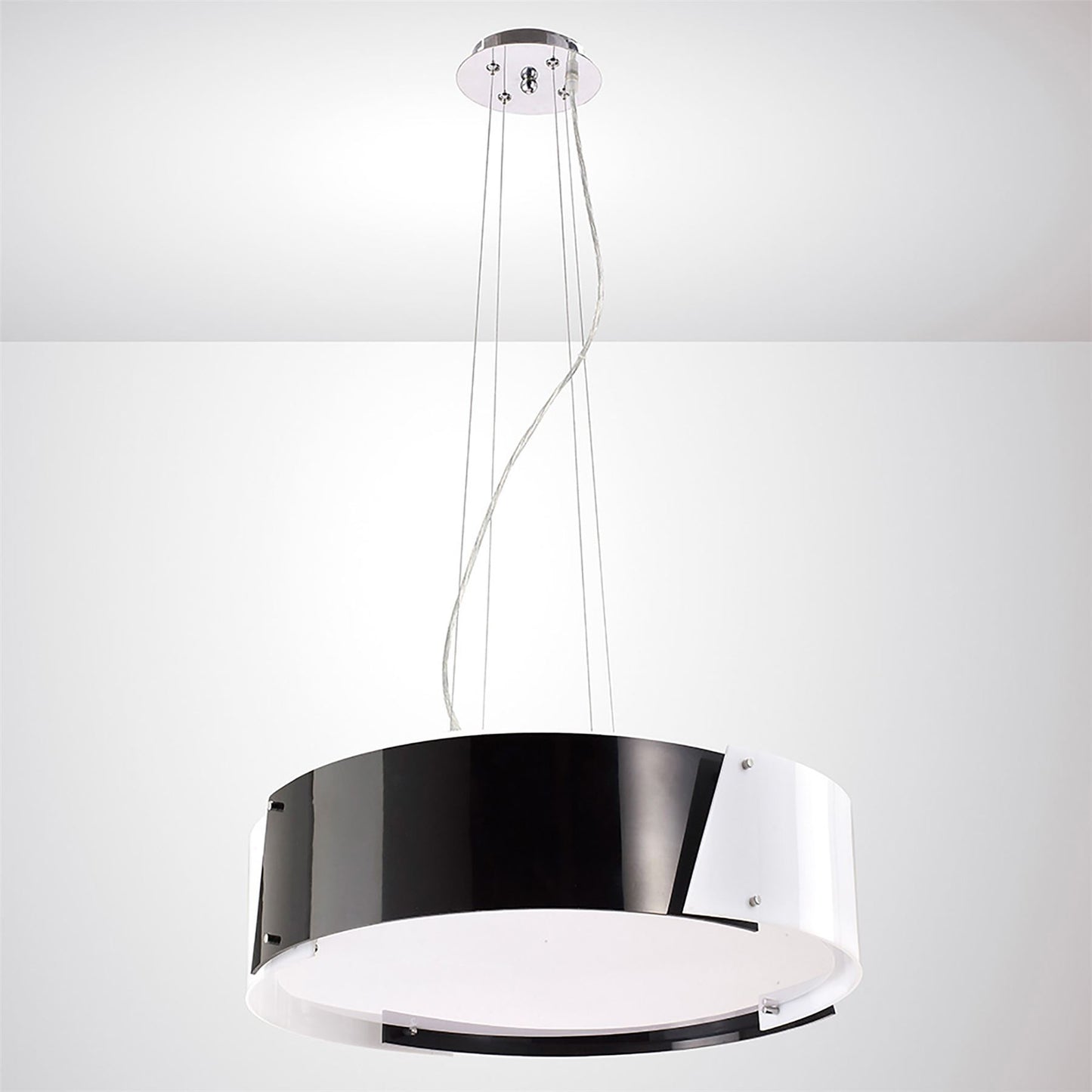 Diyas Dakota 57cm  Small 4 Light E27 Polished Chrome/Black & White Acrylic Ceiling Pendant Light Fitting