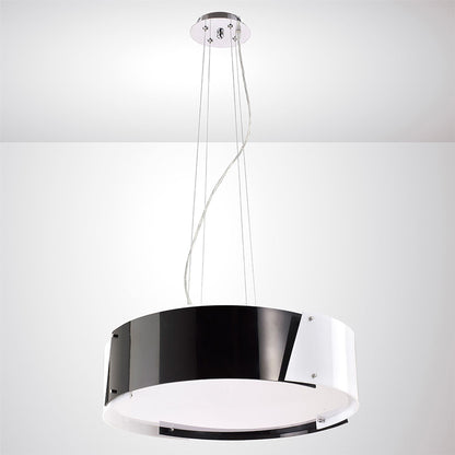 Diyas Dakota 57cm  Small 4 Light E27 Polished Chrome/Black & White Acrylic Ceiling Pendant Light Fitting