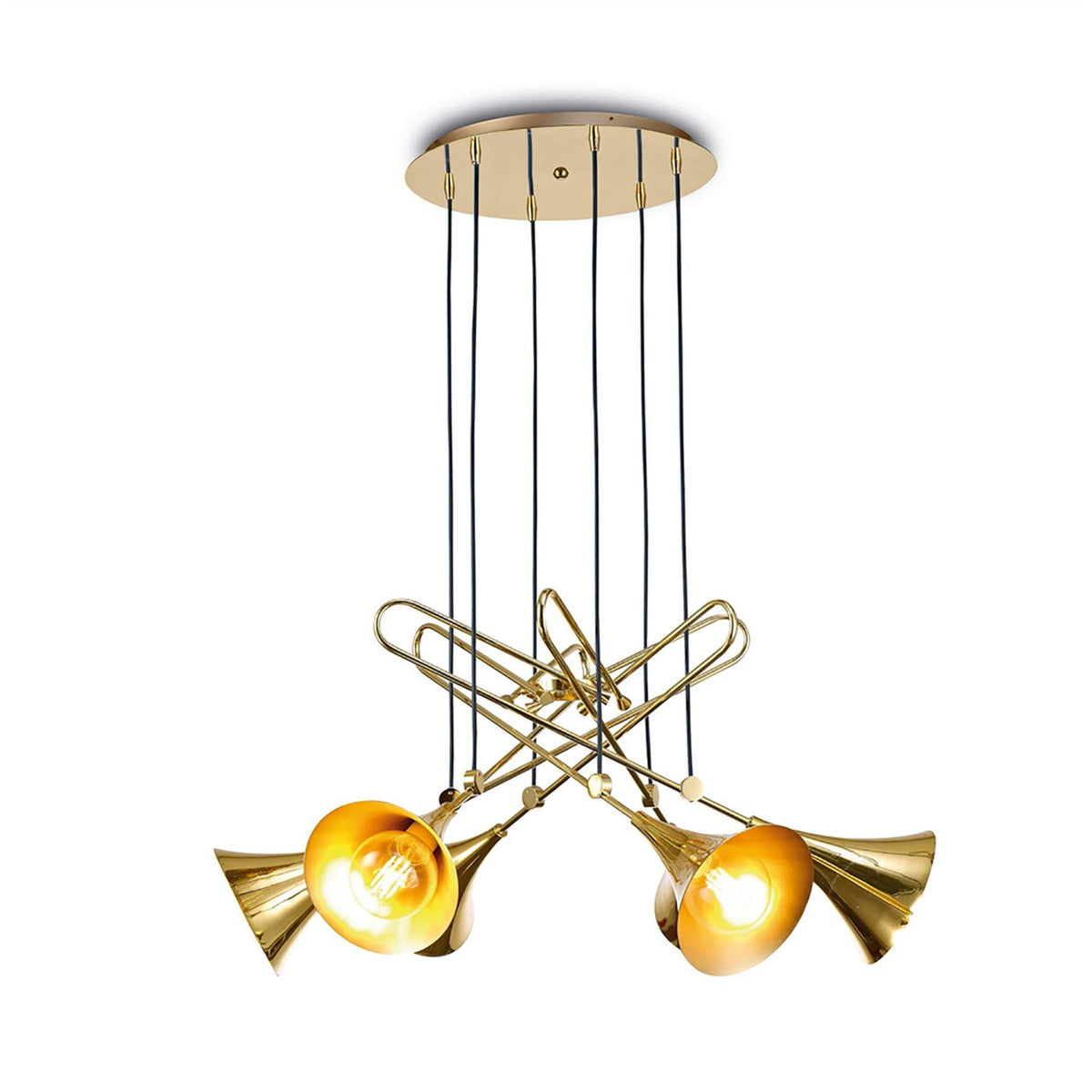 Mantra Jazz Oro M5895 Jazz Pendant, 88cm Round, 6 x E27 (Max 20W), Polished Gold
