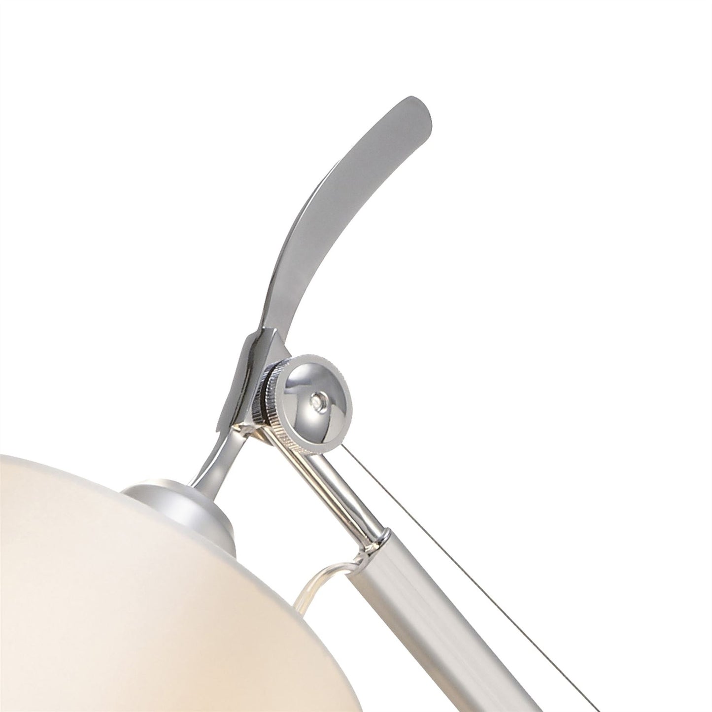 Deco Karis Adjustable Switched Wall Light 1 Light E27 Silver/Polished Chrome c/w Cream Pearl Shade