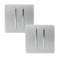 Trendi 2 Gang 2 Way 240V Screwless Artistic Modern Glossy 10 Amp Chrome Rocker Electrical Wall Light Switch in Platinum Silver (2 pack)