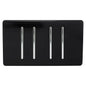 Trendi 4 Gang (2 Way & 1x Intermediate) Glossy 10 Amp Rocker Light Switch Piano Black