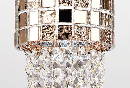 Diyas Camden 10cm Single  1 Light G9 Rose Gold/Mosaic Glass/Crystal Ceiling Pendant Light Fitting
