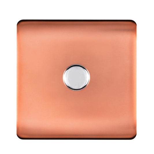 Trendi 1 Gang 2 Way 150w LED Dimmer Screwless 10 Amp Wall Light Switch in Copper - ART-LDM150WCPR