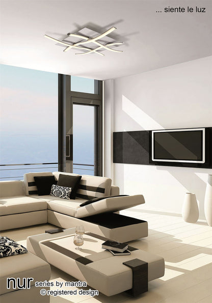 Mantra M4999 Nur Square Ceiling 34W LED 3000K, 2600lm, Dimmable Silver/Frosted Acrylic/Polished Chrome, 3yrs Warranty - M4999 Ceiling