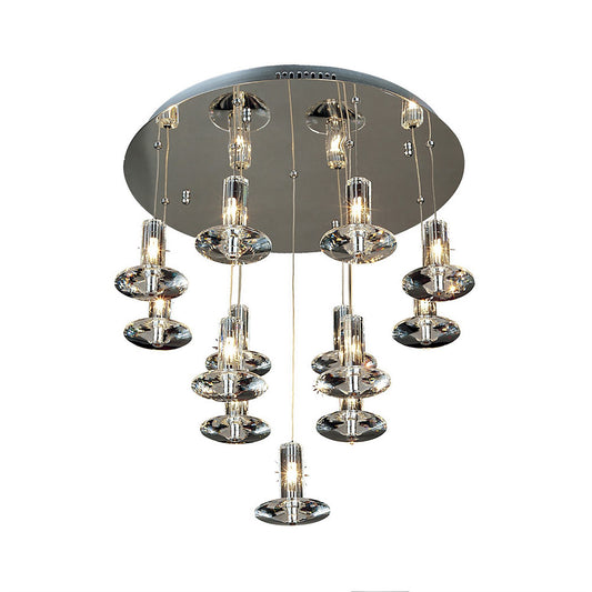 Diyas Troy 50cm  Round 13 Light G4 Polished Chrome/Crystal, NOT LED/CFL Compatible Ceiling Pendant Light Fitting