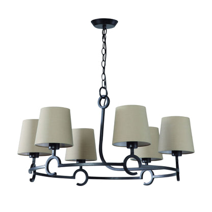 Mantra M5210 Argi Pendant 6 Light E27 with Taupe Shades Brown Oxide