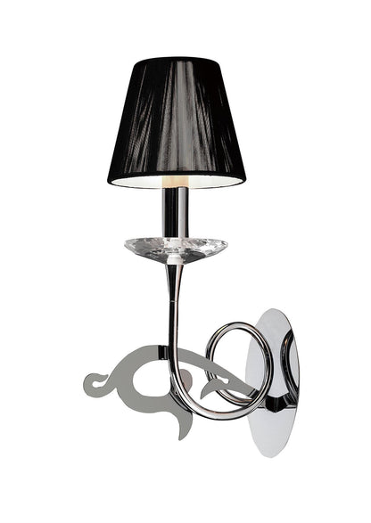 Mantra Acanto Wall Light Switched 1 Light E14, Polished Chrome with Black Shade