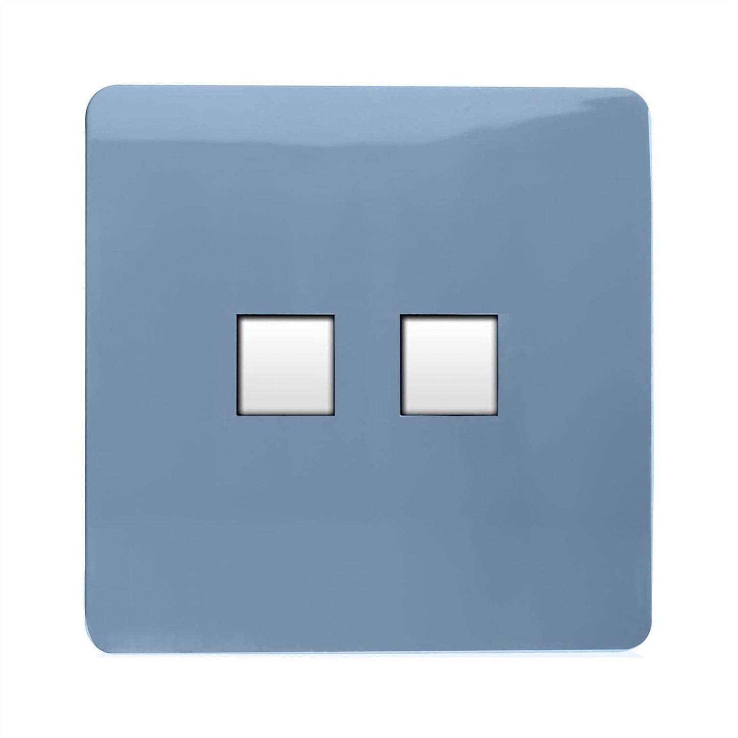Trendi Switch 2 Gang RJ45 Cat 6 Modern Designer PC Ethernet Socket in Sky