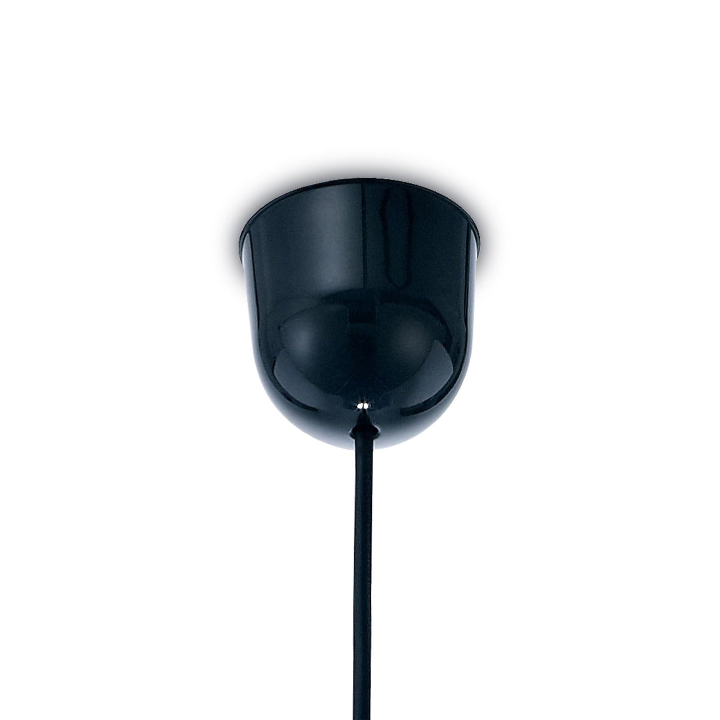 Deco Dako Black Pendant 1 Light E27 with 300 x 200mm Metallic Chrome Finish Cylinder Shade, c/w Ceiling Bracket