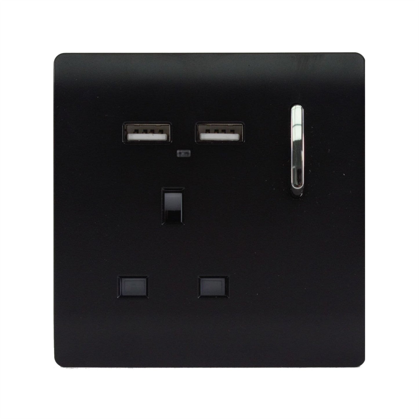 Trendi 1 Gang 13 Amp 4 x 2.1mA USB Switched Plug Socket Soft Touch Matt Black ART-SKT13USBMBK