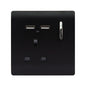 Trendi 1 Gang 13 Amp 4 x 2.1mA USB Switched Plug Socket Soft Touch Matt Black ART-SKT13USBMBK