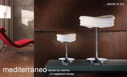 Mantra M3626 Mediterraneo Table Lamp 2 Light E27 Medium, Polished Chrome/Frosted White Glass