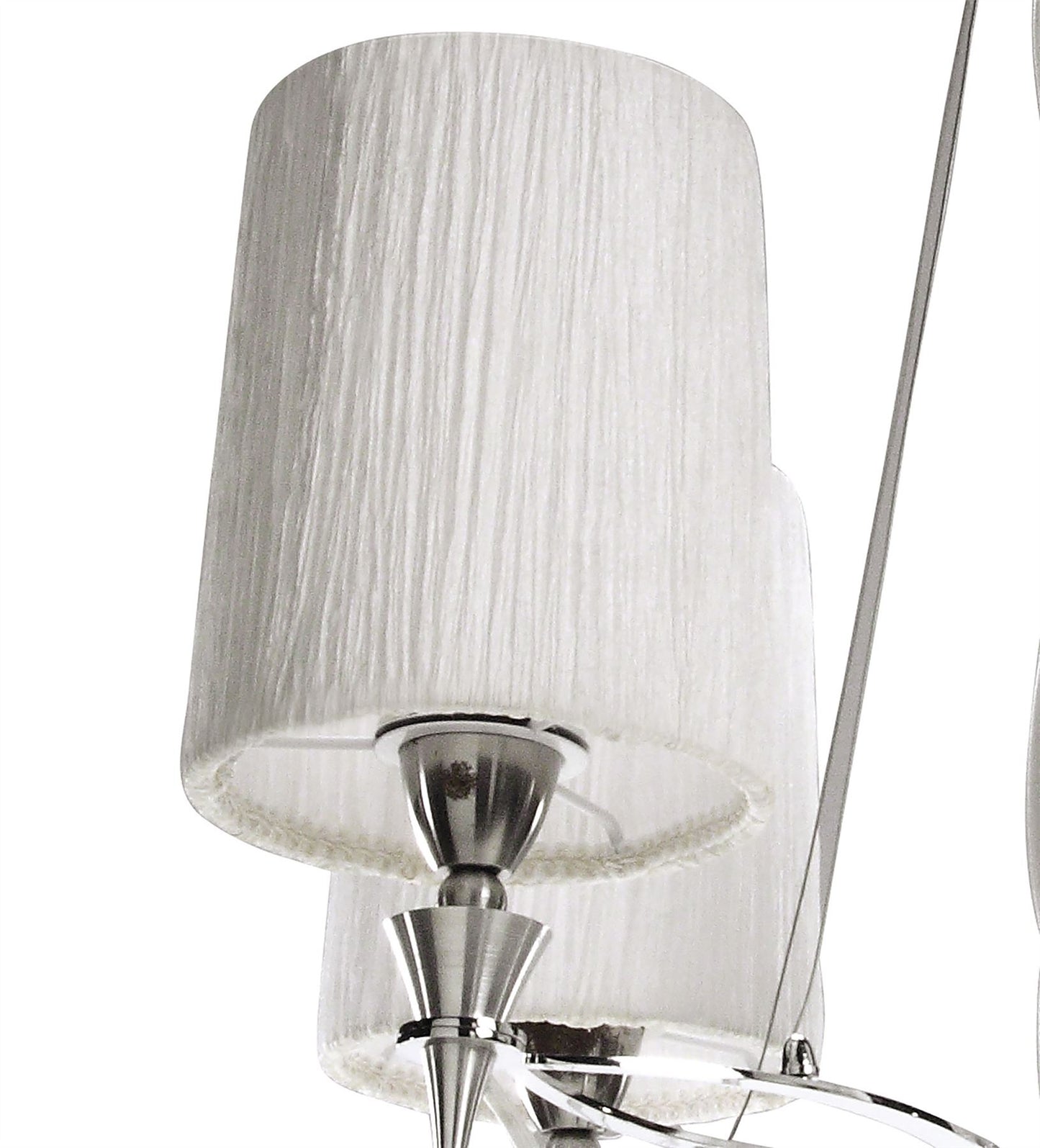 Mantra Lucca 71cm Pendant 4 Light E27, Polished Chrome with White Shades & Clear Crystal