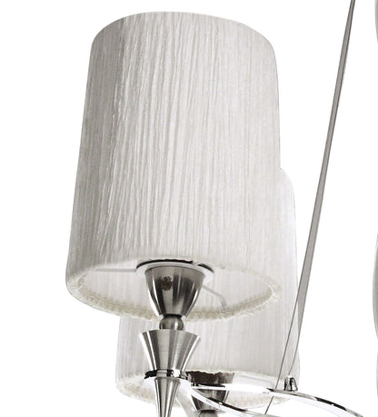 Mantra Lucca 71cm Pendant 4 Light E27, Polished Chrome with White Shades & Clear Crystal
