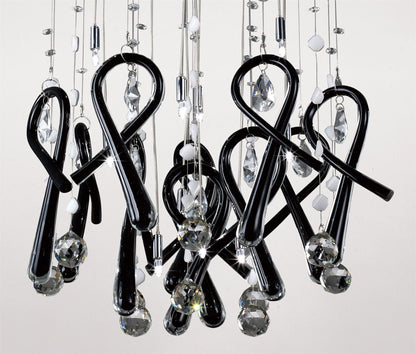 Diyas Class 45cm  Round 10 Light G4 Polished Chrome/Black Glass/Crystal, NOT LED/CFL Compatible Ceiling Pendant Light Fitting