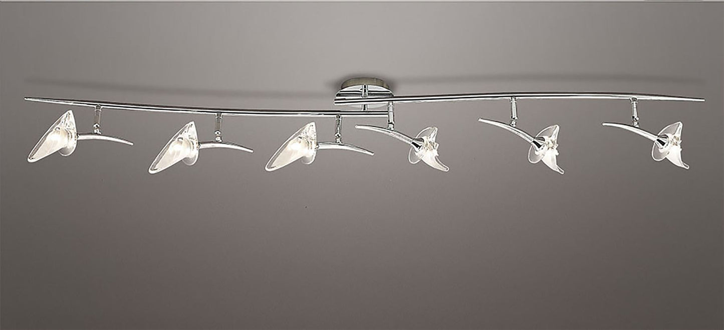Mantra Flavia Linear Spot Light 6 Light G9 with Adjustable Heads, Polished Chrome