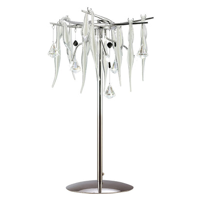 Diyas Cygnet Crystal Table Lamp 6 Light G4 Polished Chrome/White Glass, NOT LED/CFL Compatible