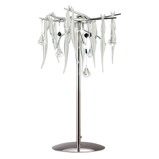 Diyas Cygnet Crystal Table Lamp 6 Light G4 Polished Chrome/White Glass, NOT LED/CFL Compatible