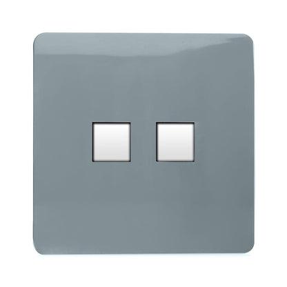 Trendi Artistic Modern Glossy Tactile 2 Gang Telephone Socket Cool Grey