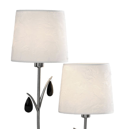 Mantra M6318 Andrea Table Lamp 63cm, 2 x E14 (Max 20W), Polished Chrome, White Shades, Black Crystal Droplets