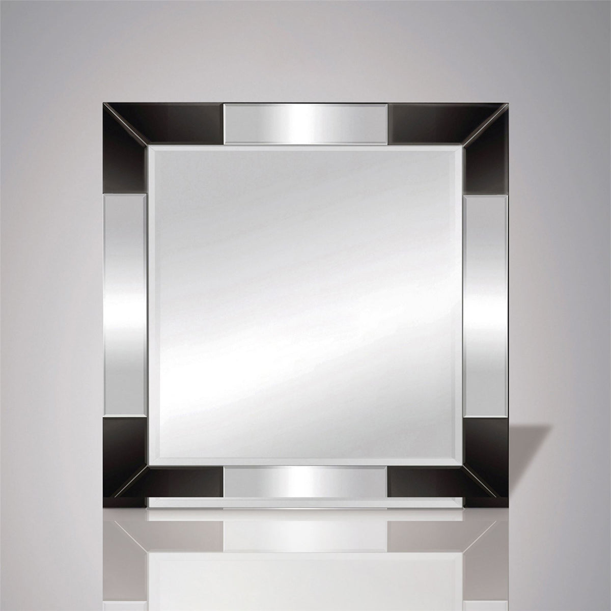 Diyas Home Emerson 60cm x 60cm Black Corner Detailed Mirror (Can Only Be Shipped On A Pallet, Additional Charges May Apply.) Mirrors