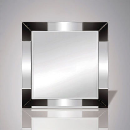 Diyas Home Emerson 60cm x 60cm Black Corner Detailed Mirror (Can Only Be Shipped On A Pallet, Additional Charges May Apply.) Mirrors