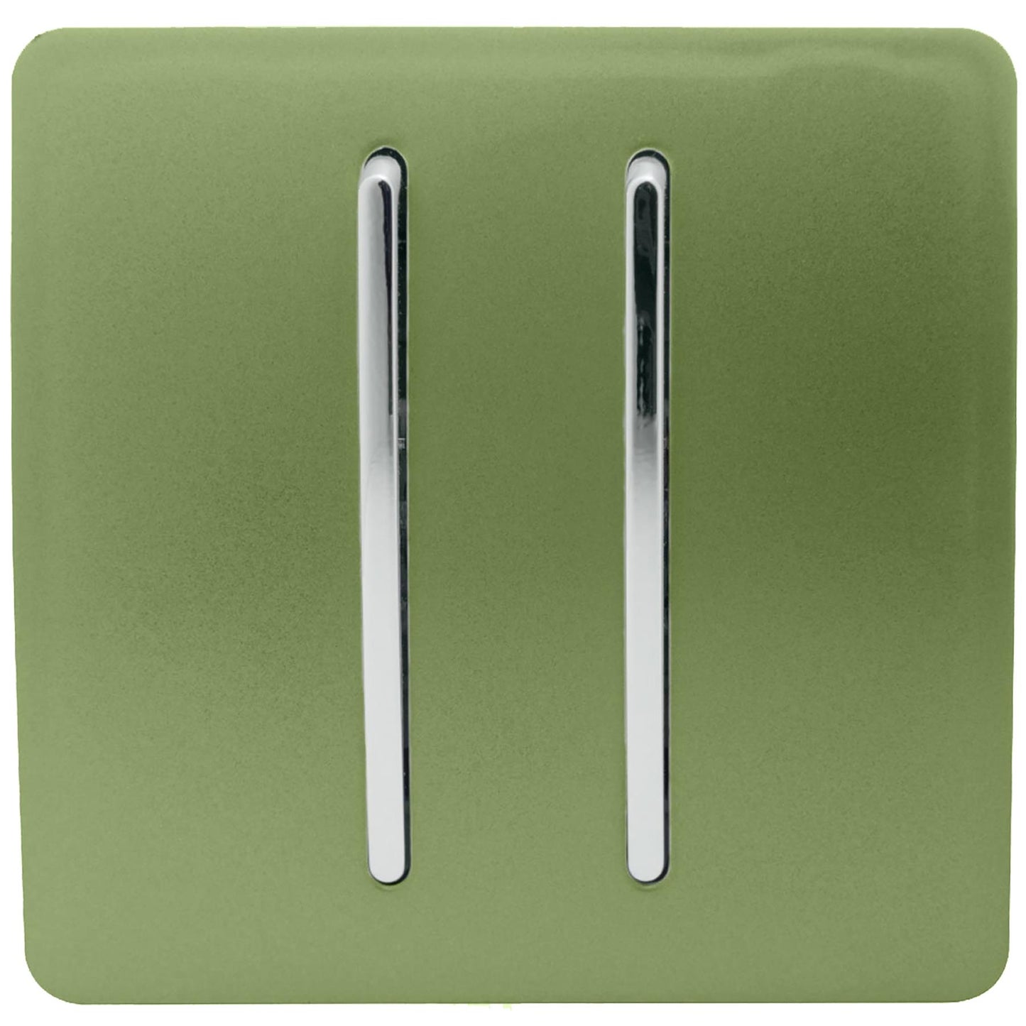 Trendi 2 Gang 2 Way 240V Screwless Artistic Modern Glossy 10 Amp Chrome Rocker Electrical Wall Light Switch in Moss Green (2 pack)