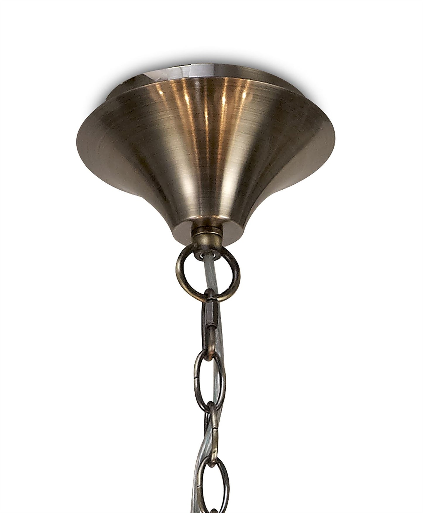 Mantra M6335 Andrea Pendant 67cm Round, 5 x E14 (Max 20W), Antique Brass, White Shades, White Crystal Droplets