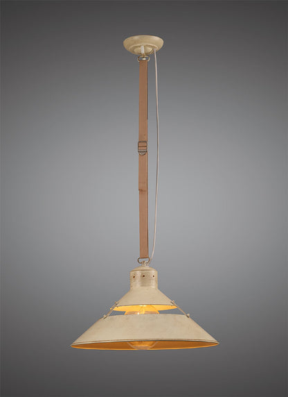 Mantra M5430 Industrial Ceiling 1 Light 40W E27 Large, Sand Metal, Beige Belt