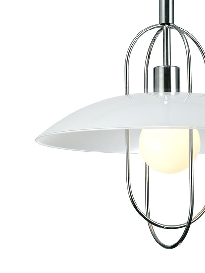 Deco Riva Rise & Fall Pendant 1 Light E27, Polished Chrome/Opal White Glass Shade