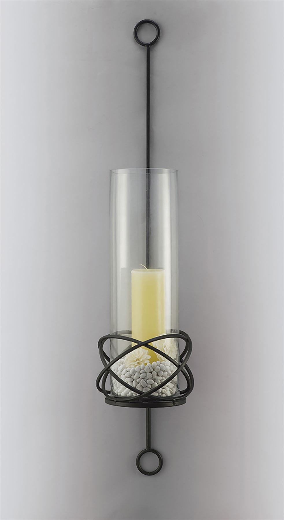 Diyas Home (DH) Oriana Wall Light Mounted Candle Holder 102Cm Black/Clear Glass
