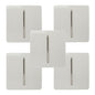 Trendi 1 Gang 2 Way 240V Screwless Artistic Modern Glossy 10 Amp Chrome Rocker Electrical Wall Light Switch in Ice White (5 pack)