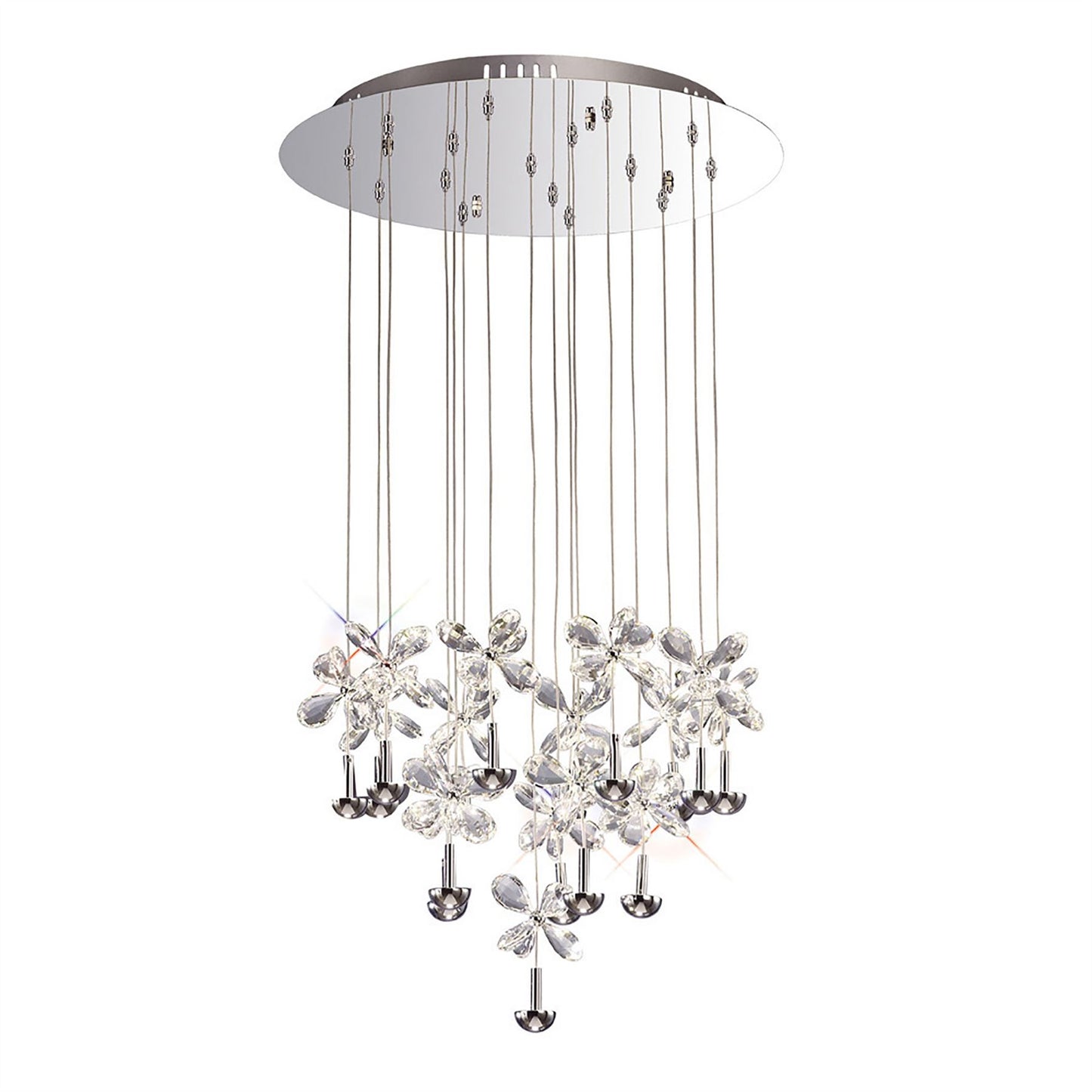 Diyas Aviva 50cm  Round 16 Light 4000K LED Polished Chrome/Crystal Ceiling Pendant Light Fitting