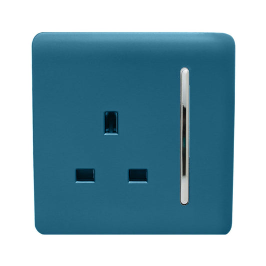 Trendi 1 Gang Artistic Modern Glossy 13 Amp Switched Tactile Plug Socket Ocean Blue