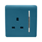 Trendi 1 Gang Artistic Modern Glossy 13 Amp Switched Tactile Plug Socket Ocean Blue