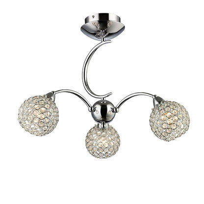 Diyas Escado 56cm Semi Flush 3 Light E14 Polished Chrome/Crystal