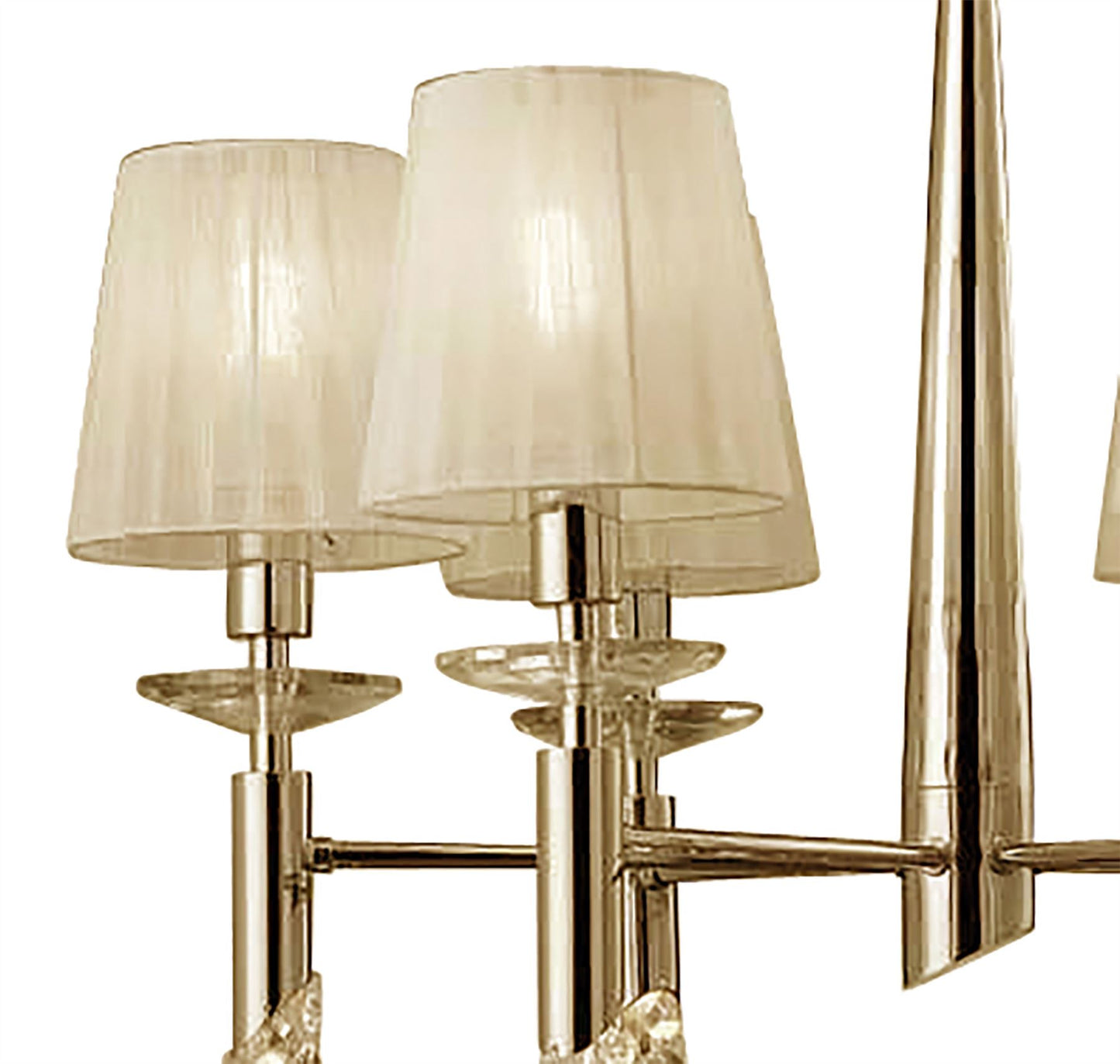 Mantra Tiffany 66cm Pendant 6+6 Light E14+G9, French Gold with Cream Shades & Clear Crystal