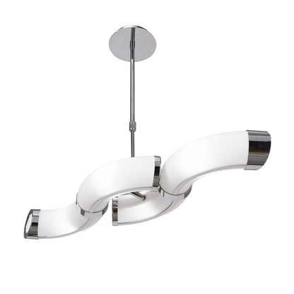 Mantra Guss Rectangular Pendant Convertible To Semi Flush 2 Arm E27 4 Light E27 Bar, Polished Chrome/White Acrylic, CFL Lamps INCLUDED