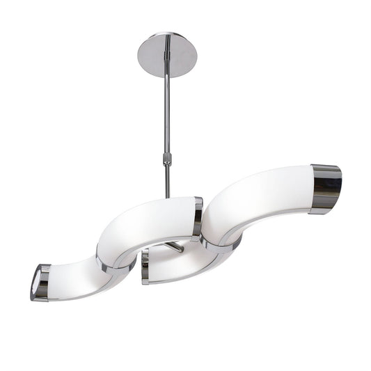 Mantra Guss Rectangular Pendant Convertible To Semi Flush 2 Arm E27 4 Light E27 Bar, Polished Chrome/White Acrylic, CFL Lamps INCLUDED
