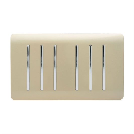 Trendi  6 Gang 2 Way Rocker Gold Double Plate Light Switch in Gold - ART-SS66GO