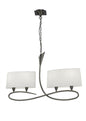 Mantra M3700 Lua Linear Pendant 2 Arm 4 Light E27, Satin Nickel with White Shades